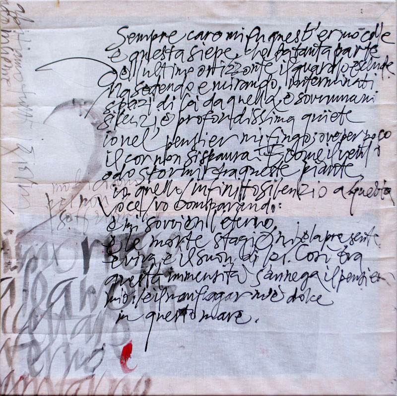 Infinito (Infinity), mixed media on fabric, 100x100 cm Chen Li 2018; Tribute to Giacomo Leopardi